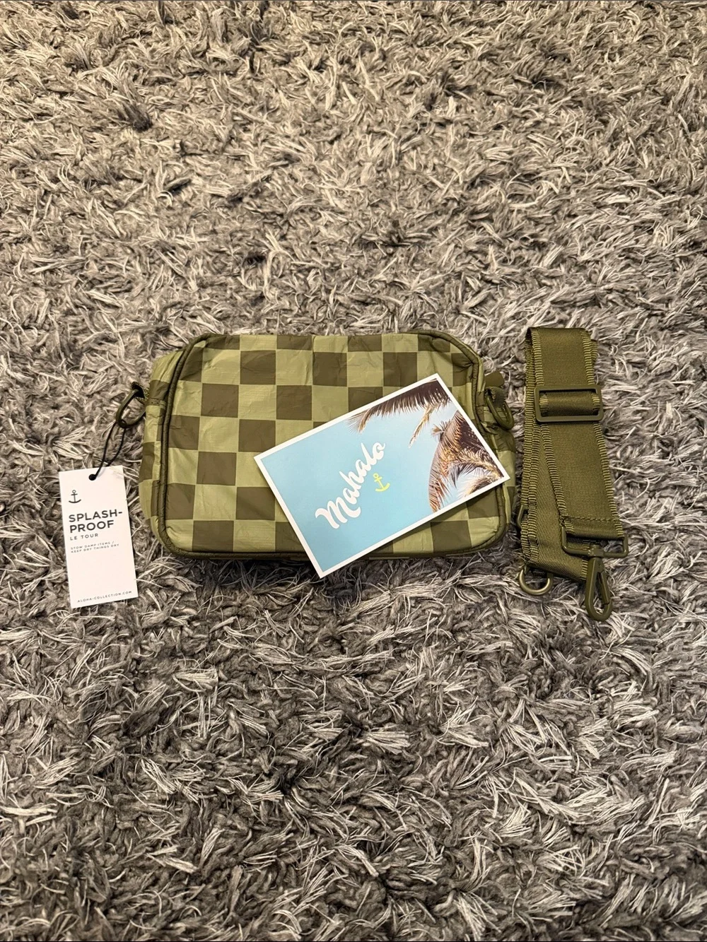 ALOHA Collection Olive Checkered Messenger Crossbody Bag